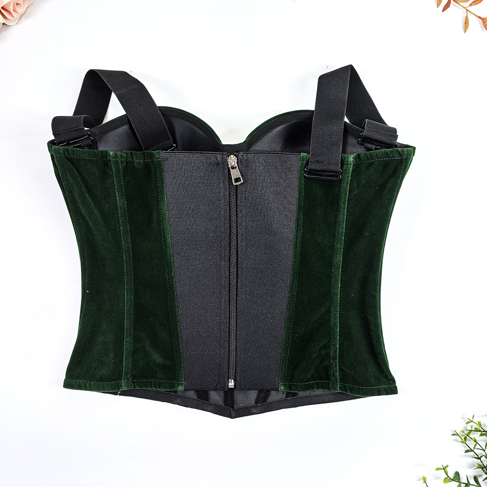 Womens Velvet Bustier Corset Top Body Shaper for Slimming Night Party Wear